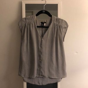 Black and white striped blouse